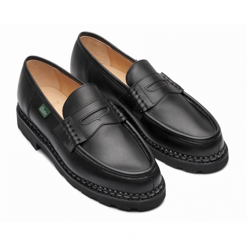 Paraboot Reims Men's Loafers Black | CANADA 48069K